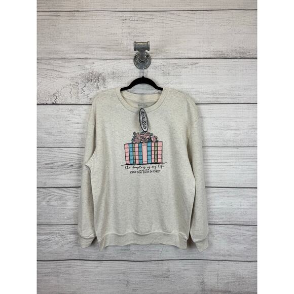 Kerusso Tops - Kerusso Women's Cream Books Graphic Religious Sweatshirt Size Large